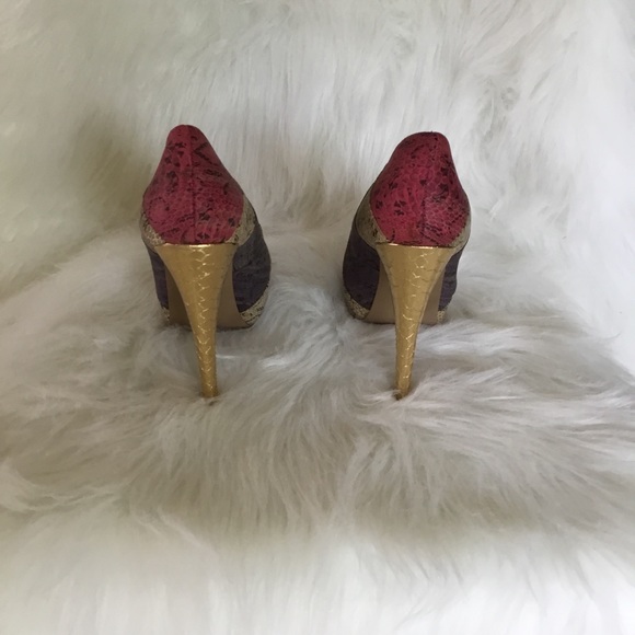 Qupid Multicolor Snake Skin Heels Size 6 - Picture 4 of 6